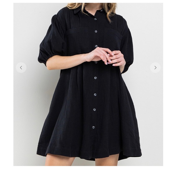 45 Boho Cotton Gauze Button Up Dress - Picture 2 of 5